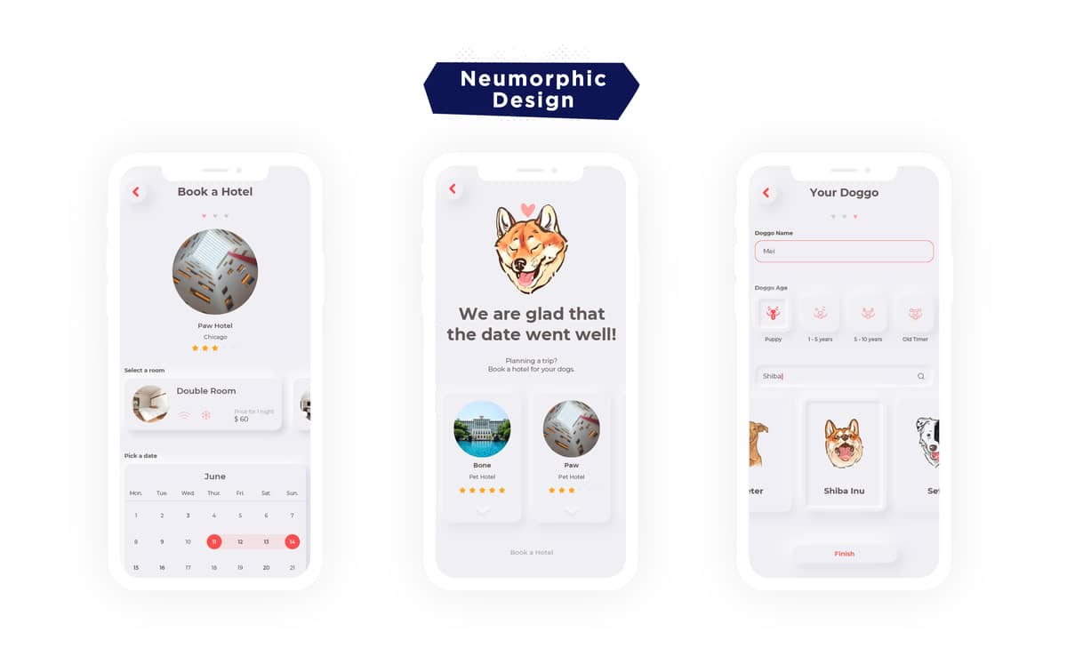 cool app design trend neumorphic design example