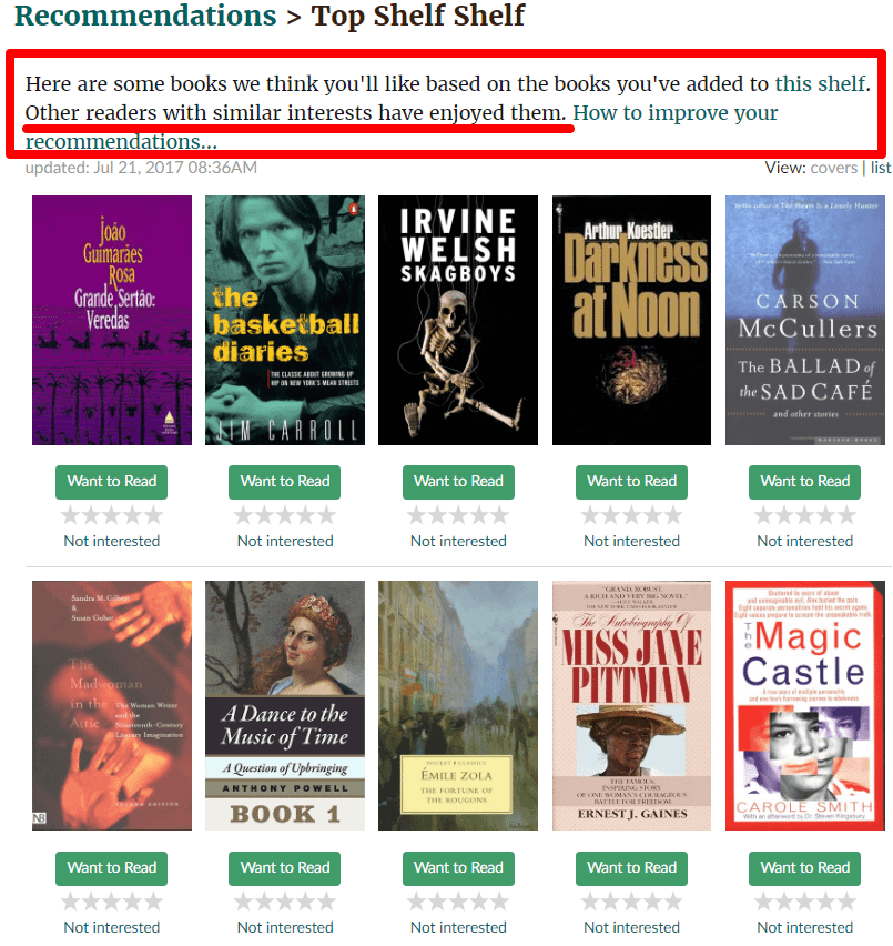 collaborative filtering example from goodreads