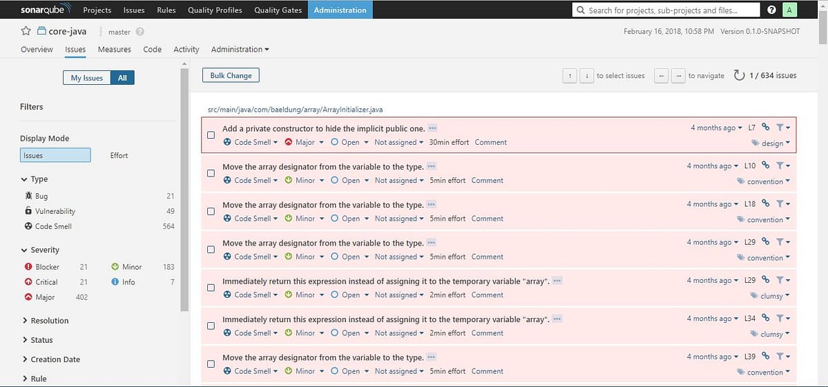 technical debt code analysis sonarqube